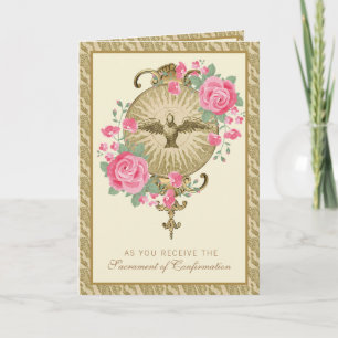 Cartes Pour Fêtes Annuelles Confirmation du sacrement Roses roses religieuses