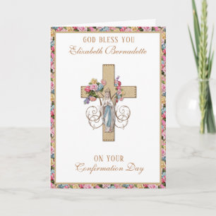 Cartes Pour Fêtes Annuelles Confirmation du sacrement Vierge Marie Florale