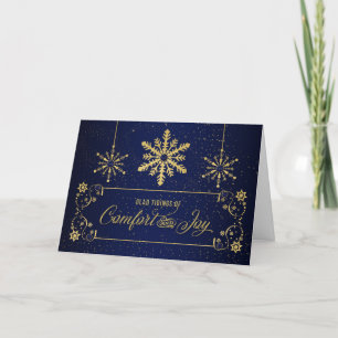 Cartes Pour Fêtes Annuelles Confort et joie Golden Snowflakes
