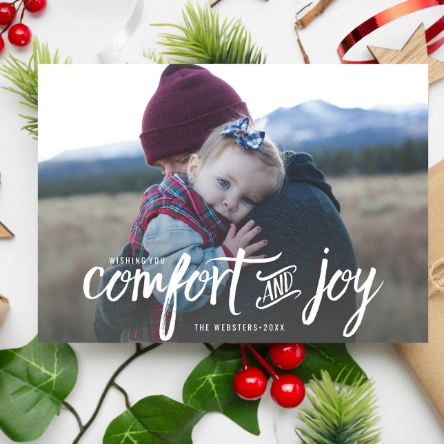 Cartes Pour Fêtes Annuelles Confort moderne et joie Noël Photo (Créateur téléchargé)