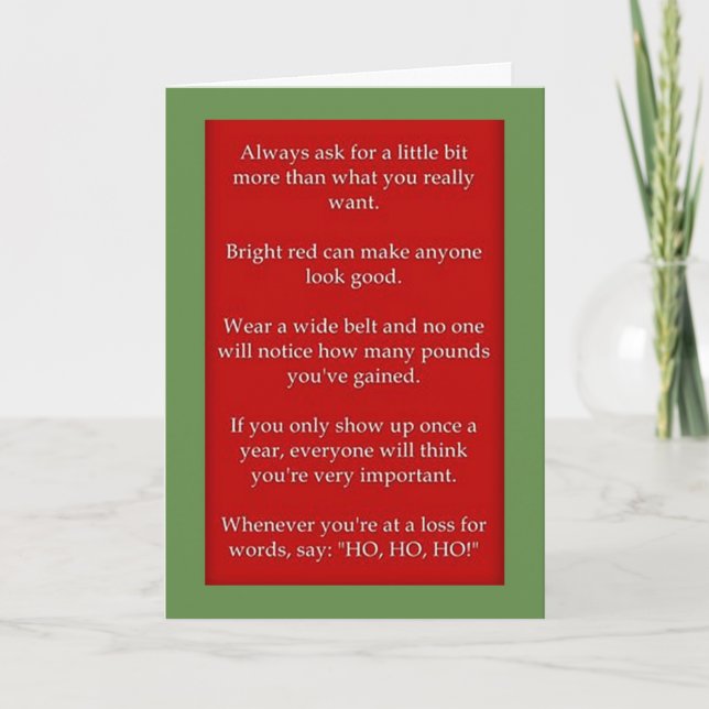 CARTES POUR FÊTES ANNUELLES CONSEILS DE "PÈRE NOËL" À NOËL (Devant)