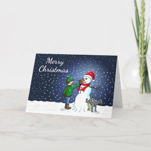 Cartes Pour Fêtes Annuelles Construction de bonhomme de neige