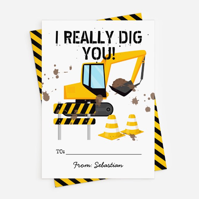 Cartes Pour Fêtes Annuelles Construction Kids Classroom Valentine Day Card (Créateur téléchargé)