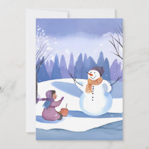 Cartes Pour Fêtes Annuelles Construisons un bonhomme de neige   Aquarelle Pein