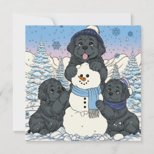 Cartes Pour Fêtes Annuelles Construisons un chien de chiot de Terre-Neuve