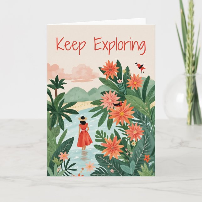 Cartes Pour Fêtes Annuelles Continuer à explorer la peinture féminine tropical (Devant)