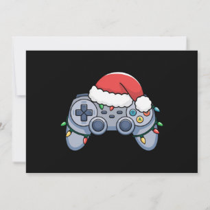 Cartes Pour Fêtes Annuelles Contrôleur de jeu vidéo Noël Santa Hat Gamer