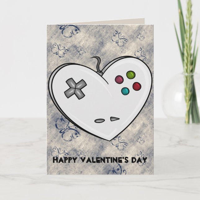 Cartes Pour Fêtes Annuelles Contrôleur Heart Gamer Valentine (Devant)