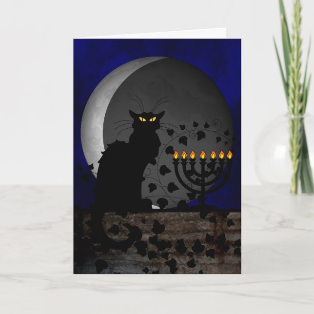 Cartes Pour Fêtes Annuelles Conversation Chanukah Noir (Devant)