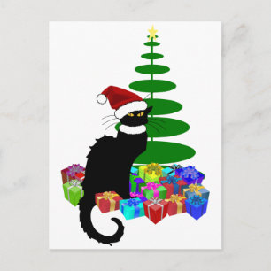 Cartes Pour Fêtes Annuelles Conversation Noir avec arbre de Noël et cadeaux