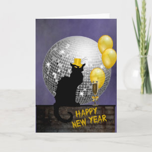 Cartes Pour Fêtes Annuelles Conversation Noir Nouvel An Réveillon