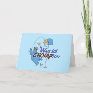 Cartes Pour Fêtes Annuelles Cookie Monster   Tirer sur des cerceaux de basket-