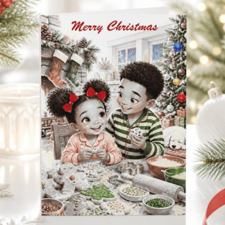 Cartes Pour Fêtes Annuelles Cookies de Noël pour enfants afro-américains vinta