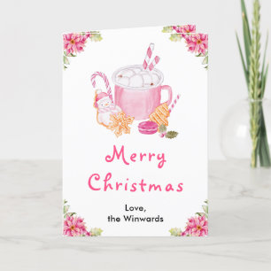 Cartes Pour Fêtes Annuelles Cookies de vacances et cacao rose Joyeux Noël