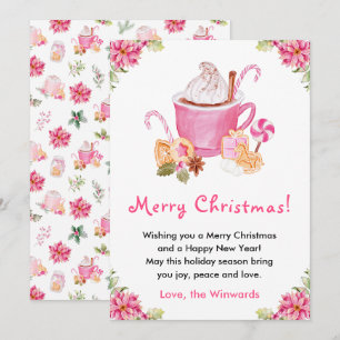 Cartes Pour Fêtes Annuelles Cookies de vacances et cacao rose Joyeux Noël