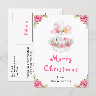 Cartes Pour Fêtes Annuelles Cookies de vacances et cacao rose joyeux Noël