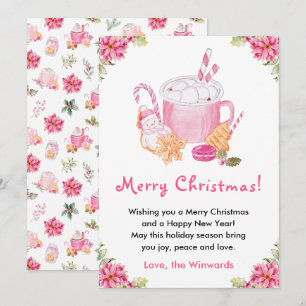 Cartes Pour Fêtes Annuelles Cookies de vacances et cacao rose Joyeux Noël