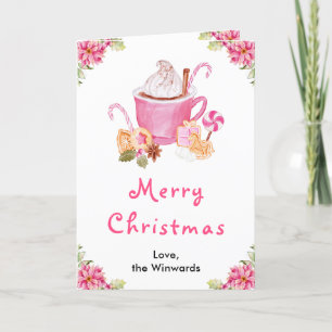 Cartes Pour Fêtes Annuelles Cookies de vacances et cacao rose Joyeux Noël