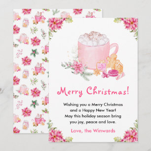 Cartes Pour Fêtes Annuelles Cookies de vacances et cacao rose Joyeux Noël