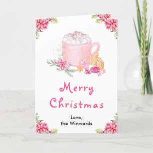 Cartes Pour Fêtes Annuelles Cookies de vacances et cacao rose joyeux Noël