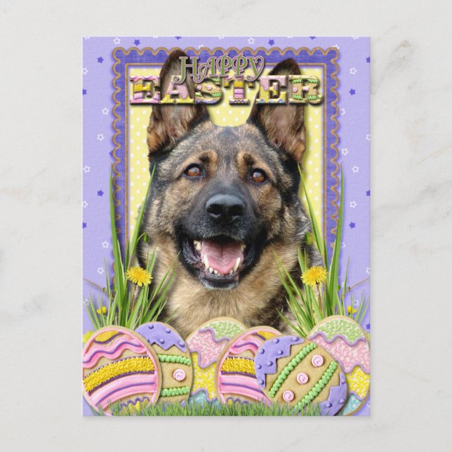 Cartes Pour Fêtes Annuelles Cookies d'oeufs de Pâques - berger allemand (Devant)