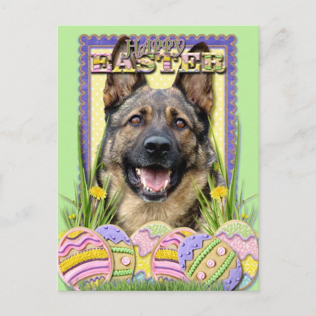 Cartes Pour Fêtes Annuelles Cookies d'oeufs de Pâques - berger allemand (Devant)