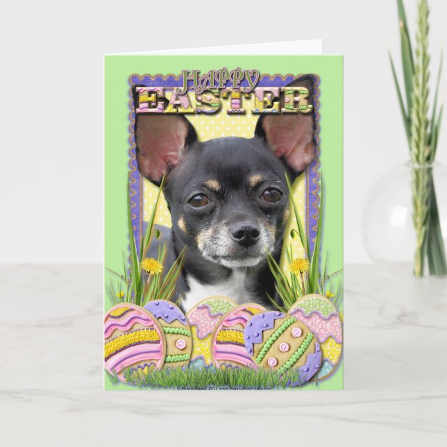 Cartes Pour Fêtes Annuelles Cookies d'oeufs de Pâques - Chihuahua (Devant)