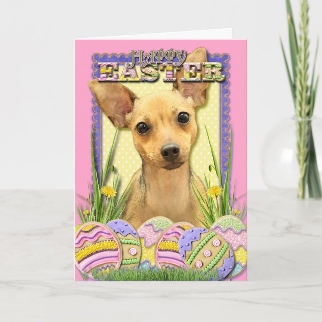 Cartes Pour Fêtes Annuelles Cookies d'oeufs de Pâques - Chihuahua - Daisy (Devant)