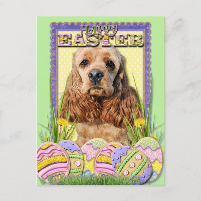 Cartes Pour Fêtes Annuelles Cookies d'oeufs de Pâques - Cocker Spaniel (Devant)