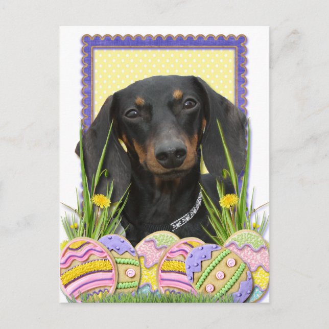 Cartes Pour Fêtes Annuelles Cookies d'oeufs de Pâques - Dachshund (Devant)