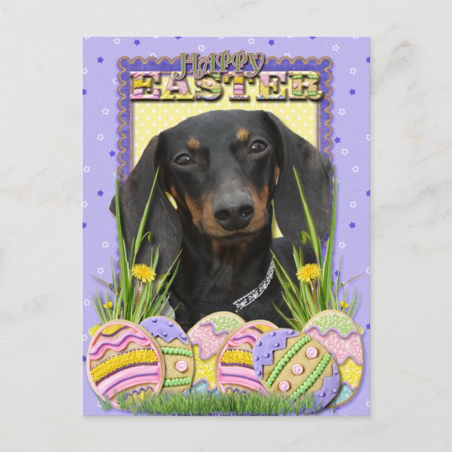 Cartes Pour Fêtes Annuelles Cookies d'oeufs de Pâques - Dachshund (Devant)