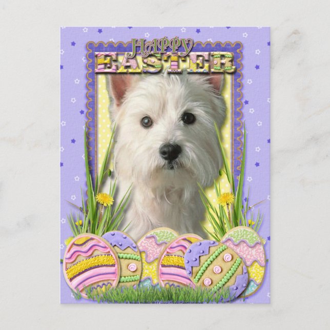 Cartes Pour Fêtes Annuelles Cookies d'oeufs de Pâques - West Highland Terrier (Devant)