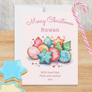 Cartes Pour Fêtes Annuelles Cookies glacés festifs rose personnalisés Noël