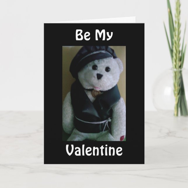 CARTES POUR FÊTES ANNUELLES "COOL BIKER BEAR" SAYS "BE MY VALENTINE" (Devant)