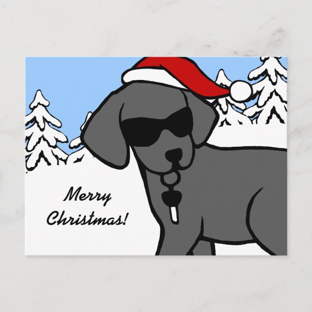 Cartes Pour Fêtes Annuelles Cool Black Lab Cartographie Noël Snow Woods (Devant)