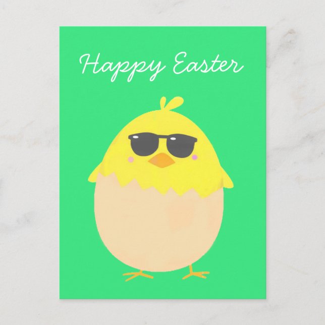 Cartes Pour Fêtes Annuelles Cool Chick funky Pâques jaune poussin (Devant)