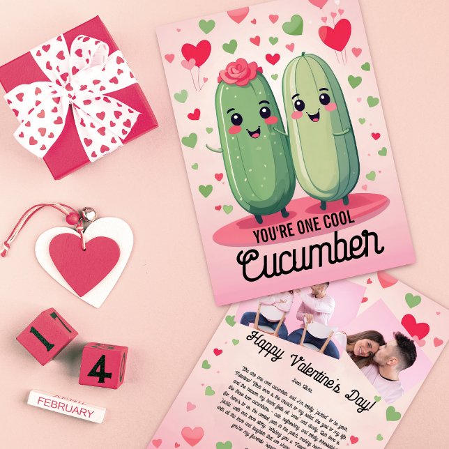 Cartes Pour Fêtes Annuelles Cool Cucumber Love Valentine's Day (Créateur téléchargé)
