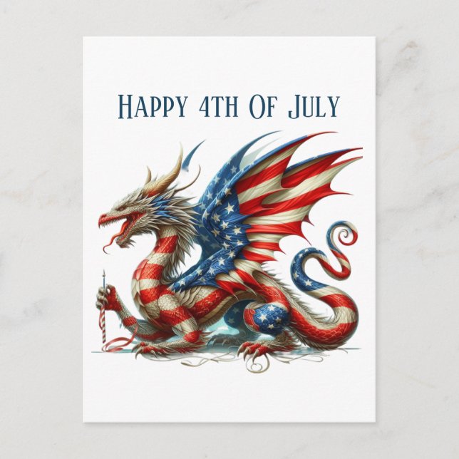 Cartes Pour Fêtes Annuelles Cool dragon patriotique ajouter un message (Devant)