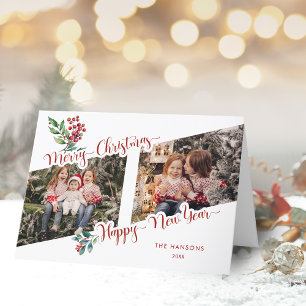 Cartes Pour Fêtes Annuelles Cool Joyeux Noël Calligraphie Holly 2-Photo