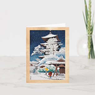 Cartes Pour Fêtes Annuelles Cool oriental japonais Hasui Kawase neige d'hiver