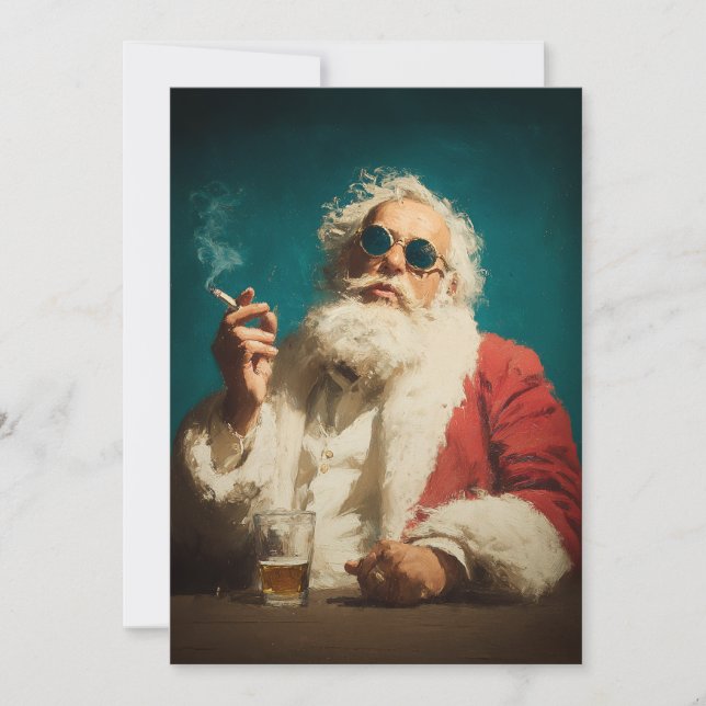 Cartes Pour Fêtes Annuelles Cool Retro Santa Portrait (Devant)