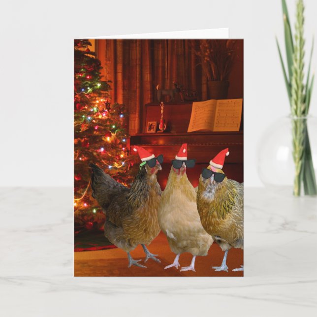 Cartes Pour Fêtes Annuelles Cool Xmas Chickens (Devant)