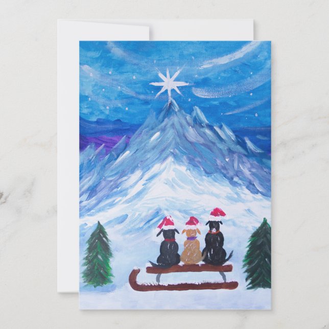 Cartes Pour Fêtes Annuelles Copains chiots d'hiver (Devant)