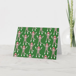 Cartes Pour Fêtes Annuelles Copie verte de singe de chaussette