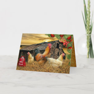 Cartes Pour Fêtes Annuelles Coq de Noël Hen Barn Coop Farm
