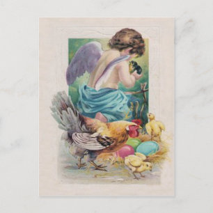 Cartes Pour Fêtes Annuelles Coq de poussin d'oeuf de pâques d'ange d'ange