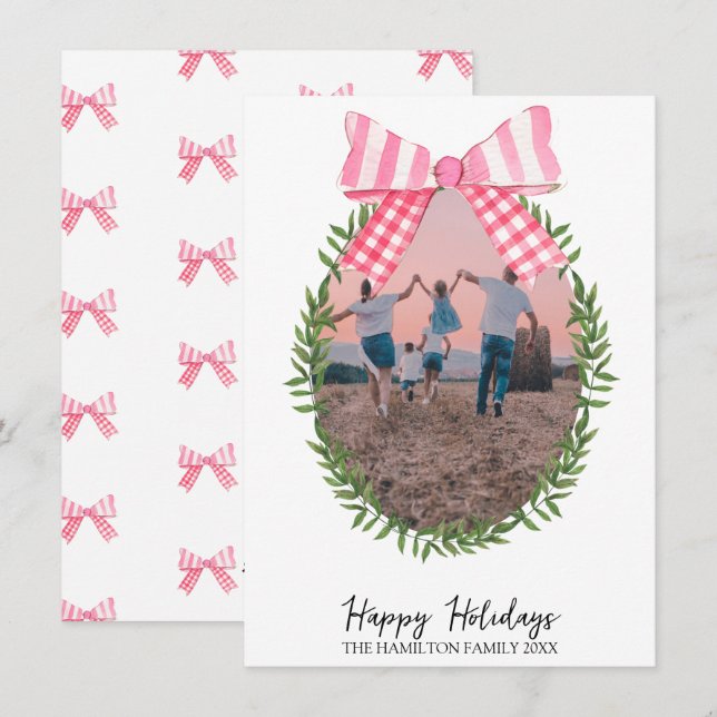 Cartes Pour Fêtes Annuelles Coquette à mâchoire rose de Noël (Devant / Derrière)