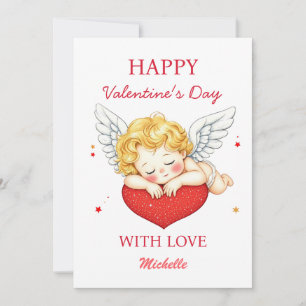 Cartes Pour Fêtes Annuelles Coquette ange chérubin coeur Bonne Saint-Valentin 