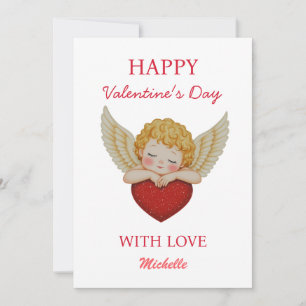 Cartes Pour Fêtes Annuelles Coquette ange chérubin coeur Bonne Saint-Valentin 