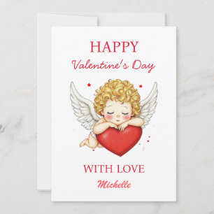 Cartes Pour Fêtes Annuelles Coquette ange chérubin coeur Bonne Saint-Valentin 